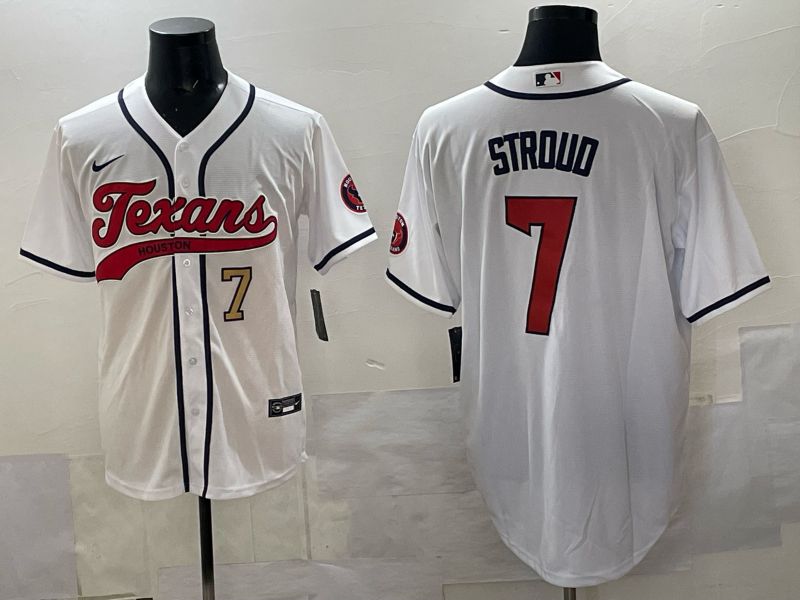 Men 2025 Houston Texans #7 Stroud White Joint Name Nike Limited NFL Jersey style 03